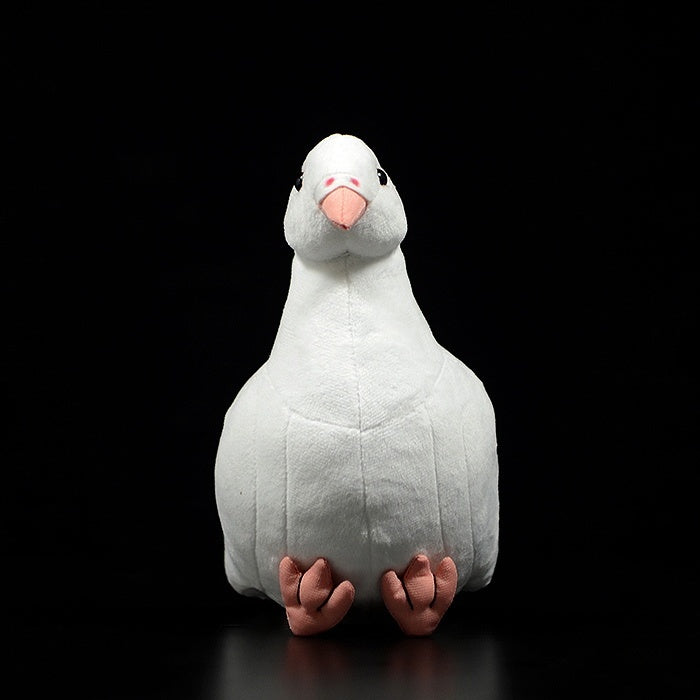 Front view of Realistic White Dove Plush Toy showcasing fine craftsmanship and adorable features by SoftDaysLab