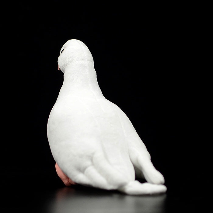 Rear view of White Dove Plush Toy displaying smooth fabric texture and detailed tail by SoftDaysLab