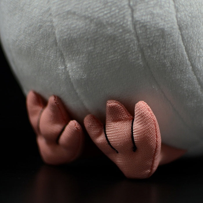 Close-up of the detailed pink feet of the White Dove Plush Toy, enhancing its lifelike appeal by SoftDaysLab