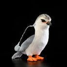 Lifelike black-winged kite plush toy with realistic grey wings, black patches, and orange feet