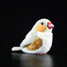 Full side profile of Zebra Finch Plush Toy by SoftDaysLab, a lifelike stuffed bird for collectors