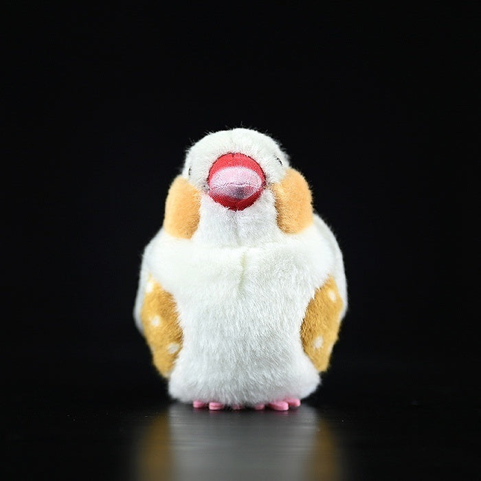 Front view of Zebra Finch Plush Toy by SoftDaysLab, a chubby and realistic plush for bird lovers