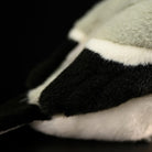 Wing detail of Giant Grey Shrike Plush Toy, focusing on high-quality plush fabric and accurate coloration