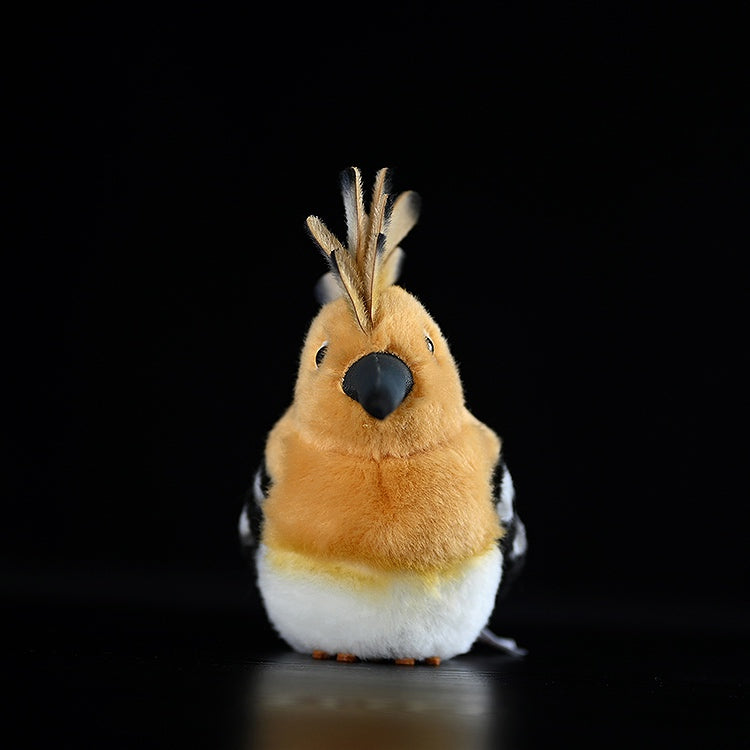 Front view of Eurasian Hoopoe Plush Toy by SoftDaysLab, showcasing its realistic design and adorable look