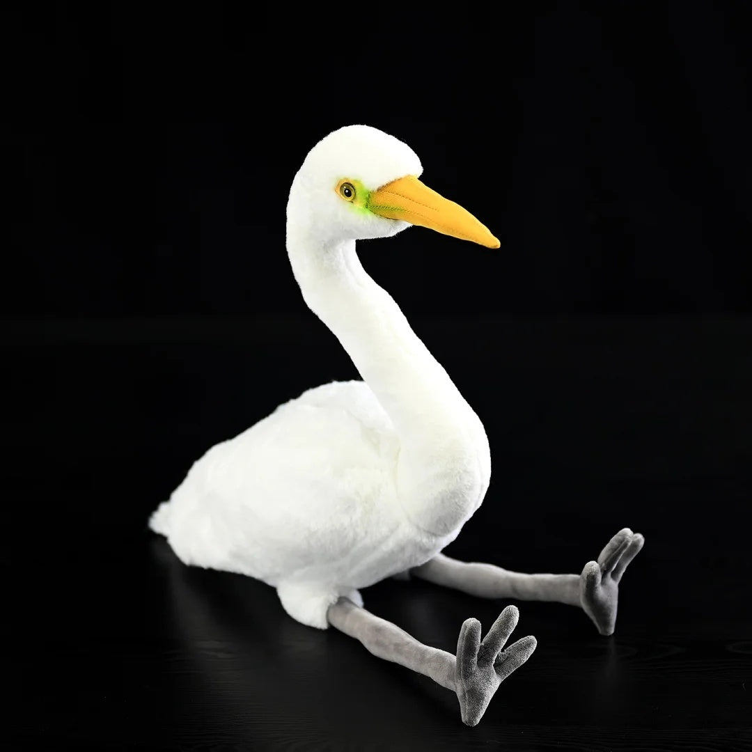 Realistic Great White Egret stuffed animal with soft, lifelike details and a charming pose by SoftDaysLab