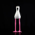 Front view of the Black-winged Stilt plush toy, showing its black-and-white body and lifelike design