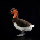 Side profile of Little Grebe stuffed bird toy showcasing its detailed brown and orange plumage