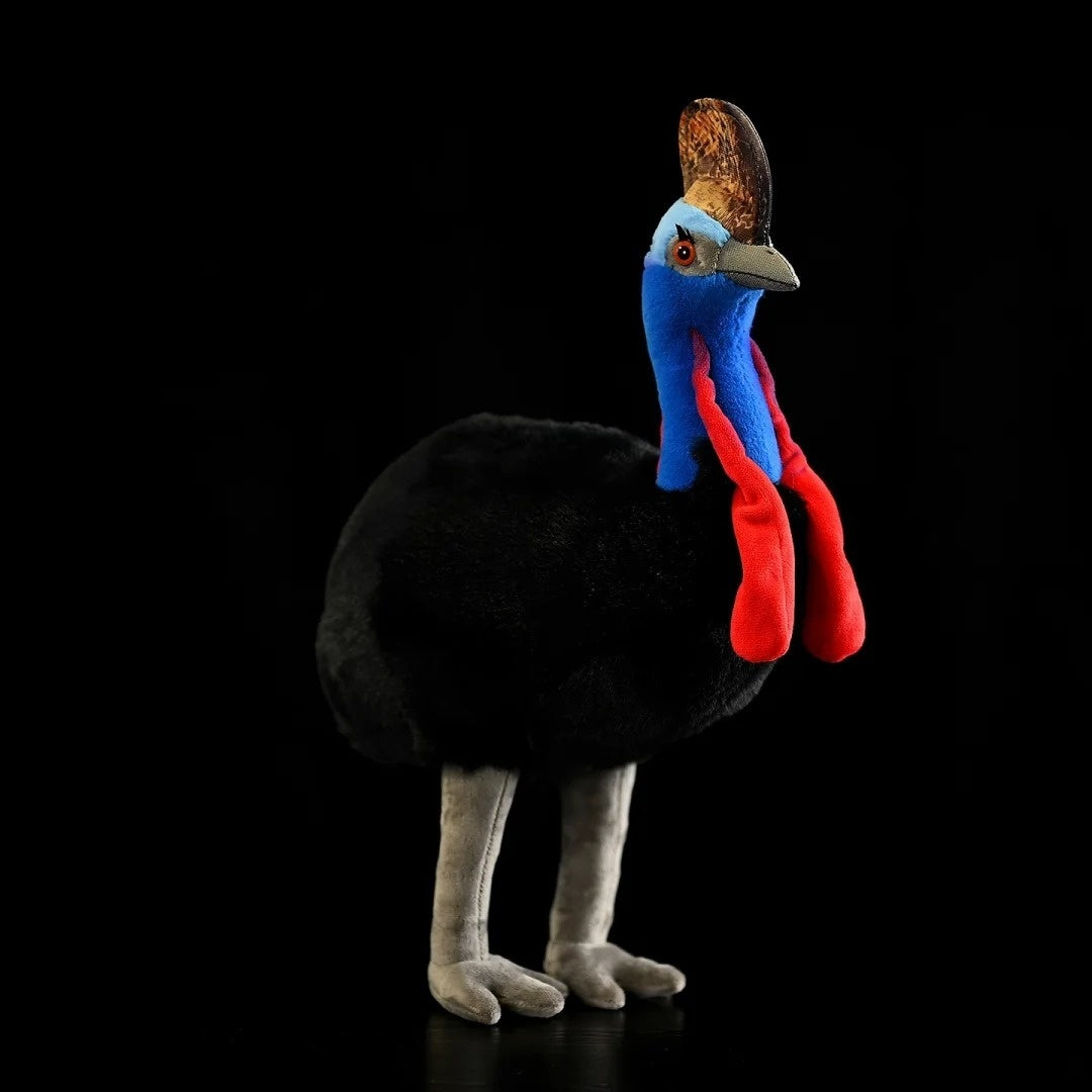 Realistic Southern Cassowary plush toy with vibrant details by SoftDaysLab, perfect for nature enthusiasts