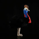 Side view of a Southern Cassowary plush toy showcasing lifelike colors and design