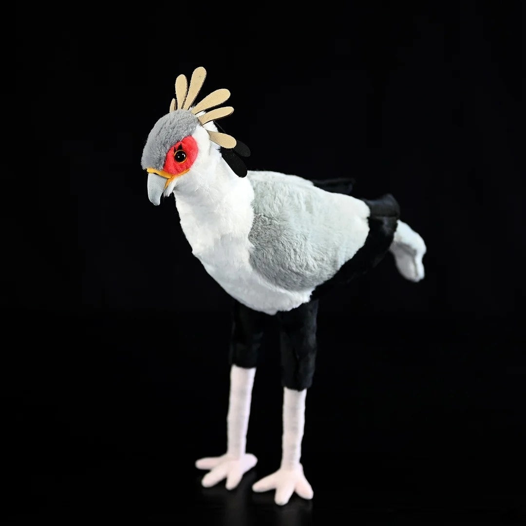 Secretarybird plush toy with intricate crest and detailed features, ideal for wildlife collectors by SoftDaysLab