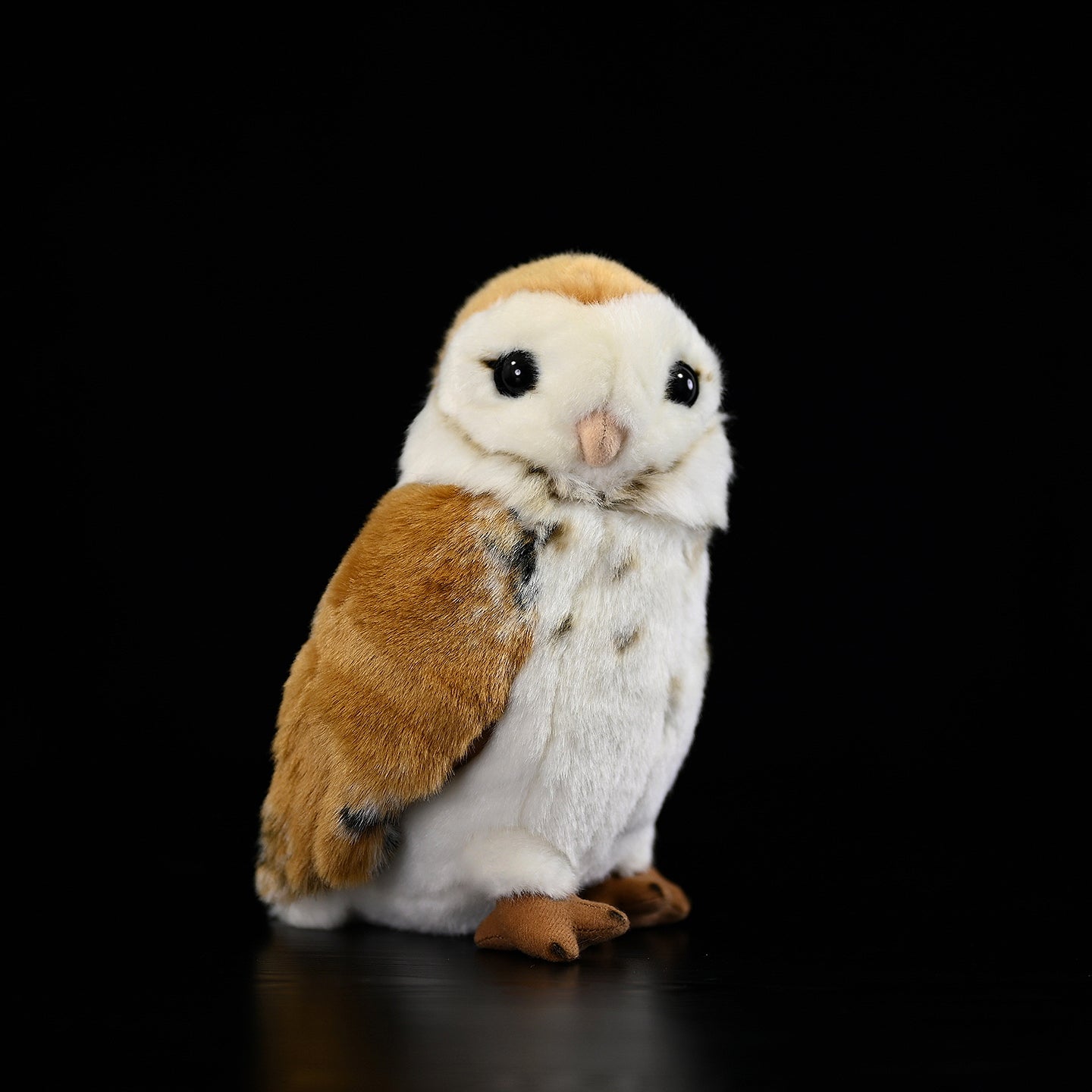 Realistic Barn Owl Plush Toy with rotatable head from SoftDaysLab, perfect for wildlife enthusiasts