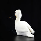 Back view of the Eurasian Spoonbill plush toy showing its soft, detailed white feathers and elegant design