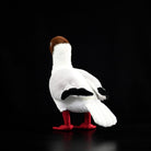 Back-side view of a Brown-headed Gull plush by SoftDaysLab, highlighting its detailed wings and tail