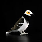 Side view of a lifelike Black-collared Starling plush toy by SoftDaysLab®, perfect for bird enthusiasts