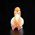 Vista frontal del peluche detallado de garceta bueyera oriental de SoftDaysLab®, que muestra su adorable rostro realista.