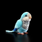 Front-side view of Blue Quaker Parrot plush by SoftDaysLab®, perfect for parrot lovers and collectors seeking realism