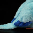 Detailed wing and tail view of Blue Quaker Parrot plush by SoftDaysLab®, made for parrot lovers and collectors