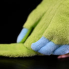Close-up of the soft and vibrant tail of the Monk Parakeet plush toy by SoftDaysLab®, showcasing realistic details