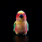 Forward-facing Sun Conure plush toy by SoftDaysLab®, featuring its lifelike parrot beak and vibrant plumage