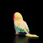 Back view of the Sun Conure plush toy by SoftDaysLab®, showing green and yellow feather details
