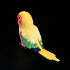 Rear-side angle of the Sun Conure plush toy by SoftDaysLab®, capturing its detailed tail design
