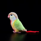 Side profile of Pineapple Green-cheeked Conure plush by SoftDaysLab®, perfect for parrot enthusiasts