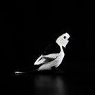 Profile view of the White Wagtail stuffed animal by SoftDaysLab®, capturing its elegant and natural posture