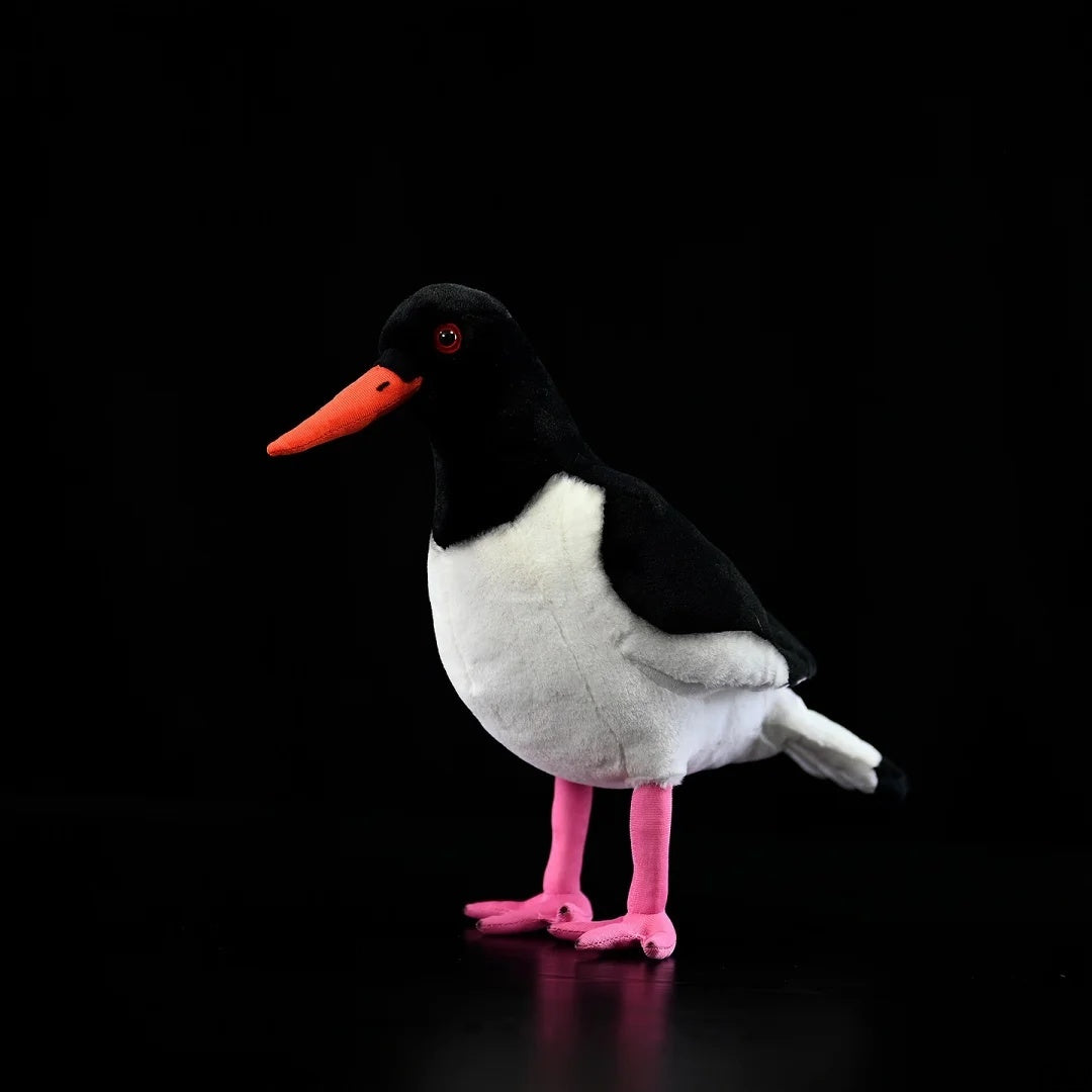 Angled view of Eurasian Oystercatcher plush by SoftDaysLab®, highlighting its realistic and soft texture
