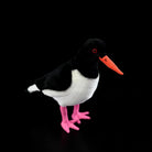 Perspective view of Eurasian Oystercatcher plush by SoftDaysLab®, perfect for bird enthusiasts and nature lovers