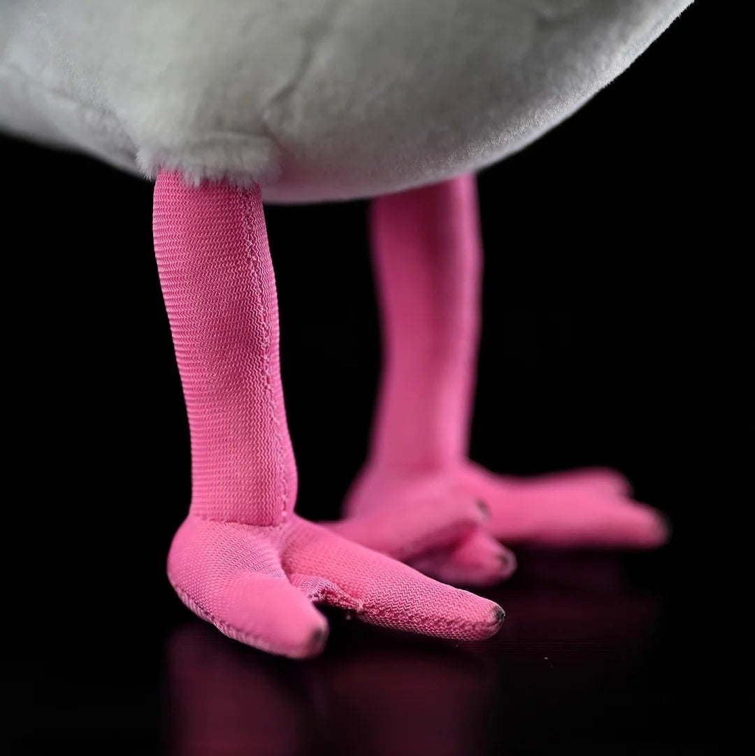 Pink legs detail on Eurasian Oystercatcher plush by SoftDaysLab®, showing its high-quality craftmanship