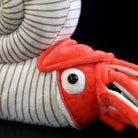 Close-up of Perisphinctes ammonite plush’s detailed face and tentacles, emphasizing its lifelike ammonite features