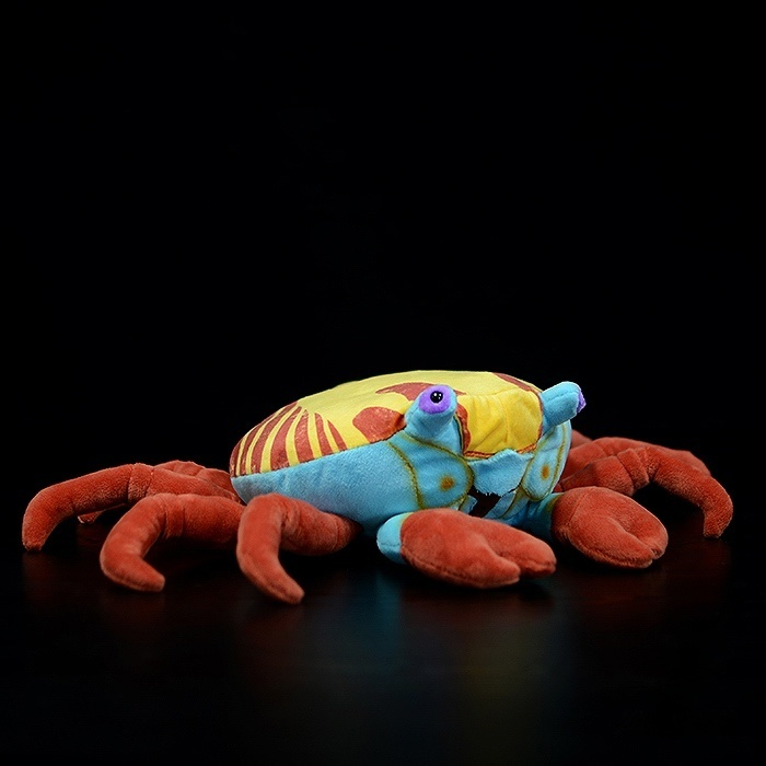 Vibrant Sally Lightfoot Crab plush toy, realistic marine stuffed animal full view by SoftDaysLab