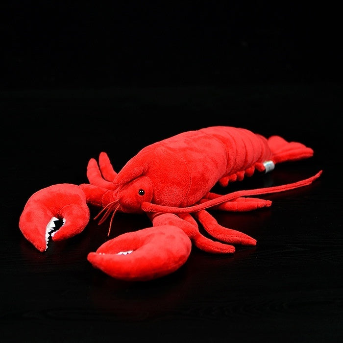 Realistic American lobster plush toy with vibrant red color and soft texture, perfect for marine enthusiasts