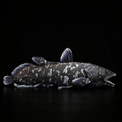 Realistic Latimeria coelacanth plush toy by SoftDaysLab, showcasing a full-body side view with lifelike details