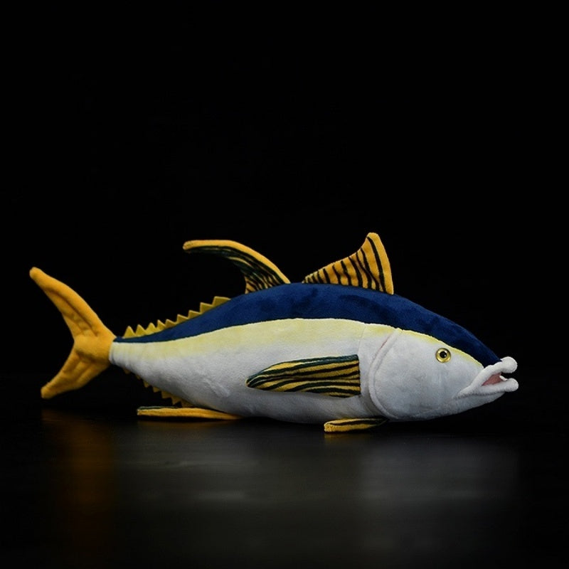 Realistic Yellowfin Tuna plush toy with vibrant colors and soft design by SoftDaysLab