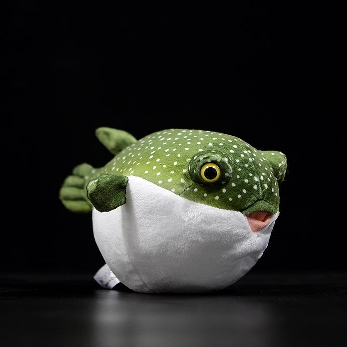 Realistic Green Spotted Pufferfish Plush Toy – Soft and Adorably Lifelike