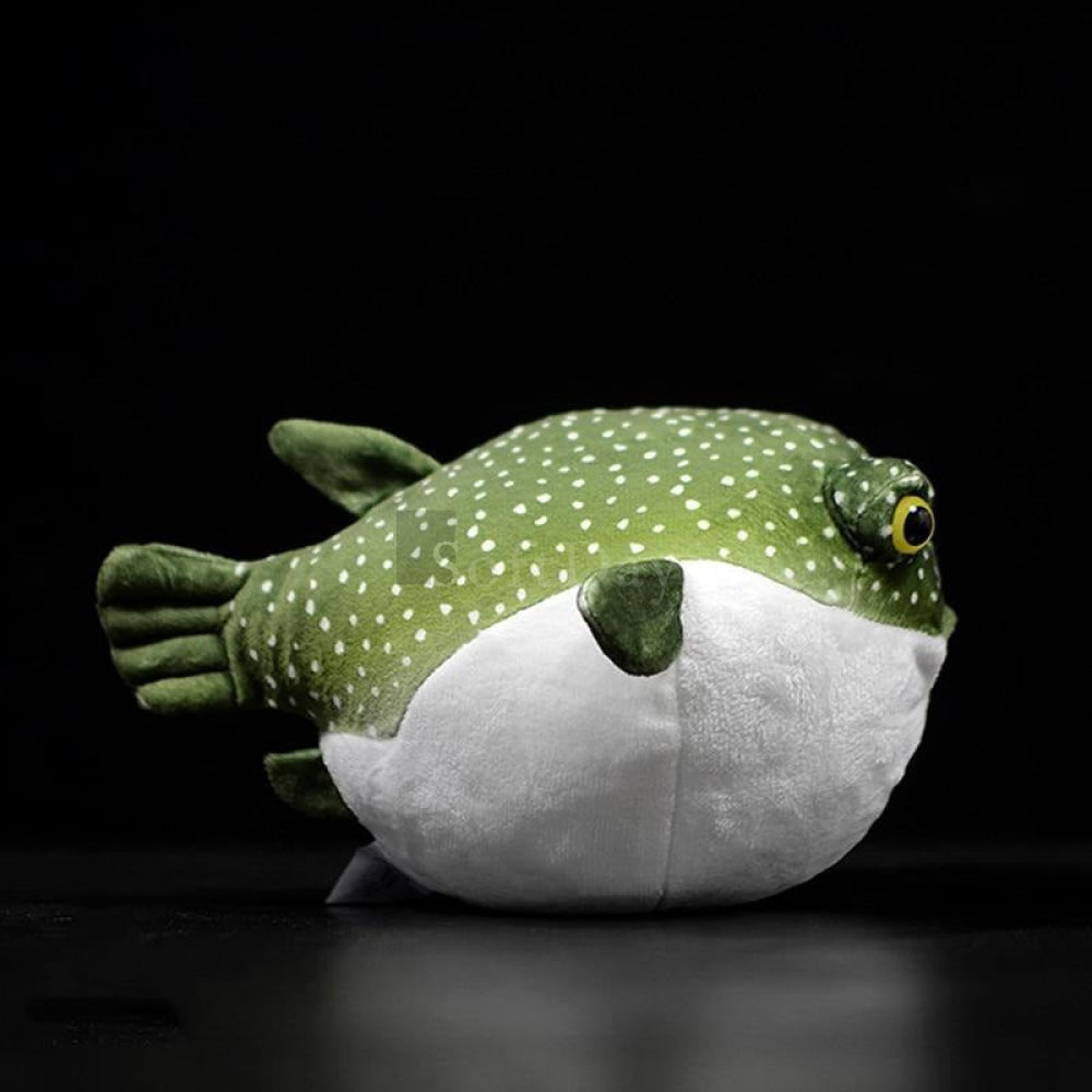 Realistic Green Spotted Pufferfish Plush Toy – Soft and Adorably Lifelike