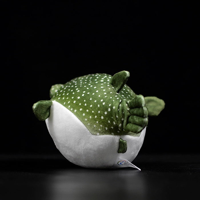Realistic Green Spotted Pufferfish Plush Toy – Soft and Adorably Lifelike