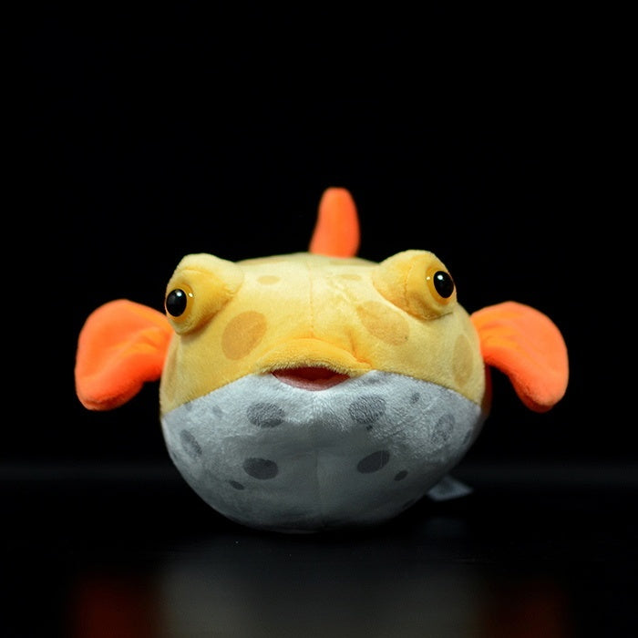 Front view of the Eastern Smooth Boxfish plush by SoftDaysLab, showcasing its adorable chubby faceLifelike