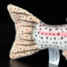 Tail detail of rainbow trout plush toy with soft fabric and realistic spot patterns by SoftDaysLab