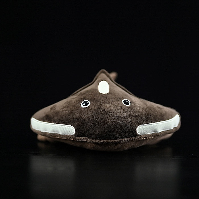 Front view of Cephalaspis prehistoric fish plush toy with charming face and head shield by SoftDaysLab