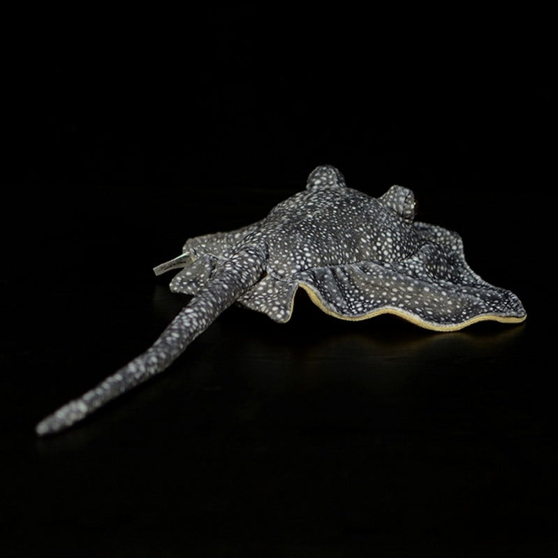 Back view of honeycomb stingray plush toy highlighting lifelike tail and soft texture by SoftDaysLab