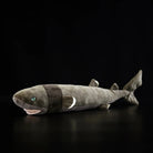 Realistic cookiecutter shark plush toy with lifelike details and soft texture