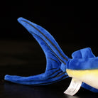 Close-up of the tail fin of an Indo-Pacific Sailfish plush toy, crafted with soft and realistic details