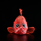 Front view of Japanese soldierfish (Ebisudai) plush by SoftDaysLab, highlighting realistic eyes and sushi-inspired details