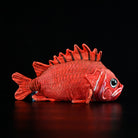 Side profile of SoftDaysLab's Japanese soldierfish (Ebisudai) plush, showcasing detailed red body and natural fish shape