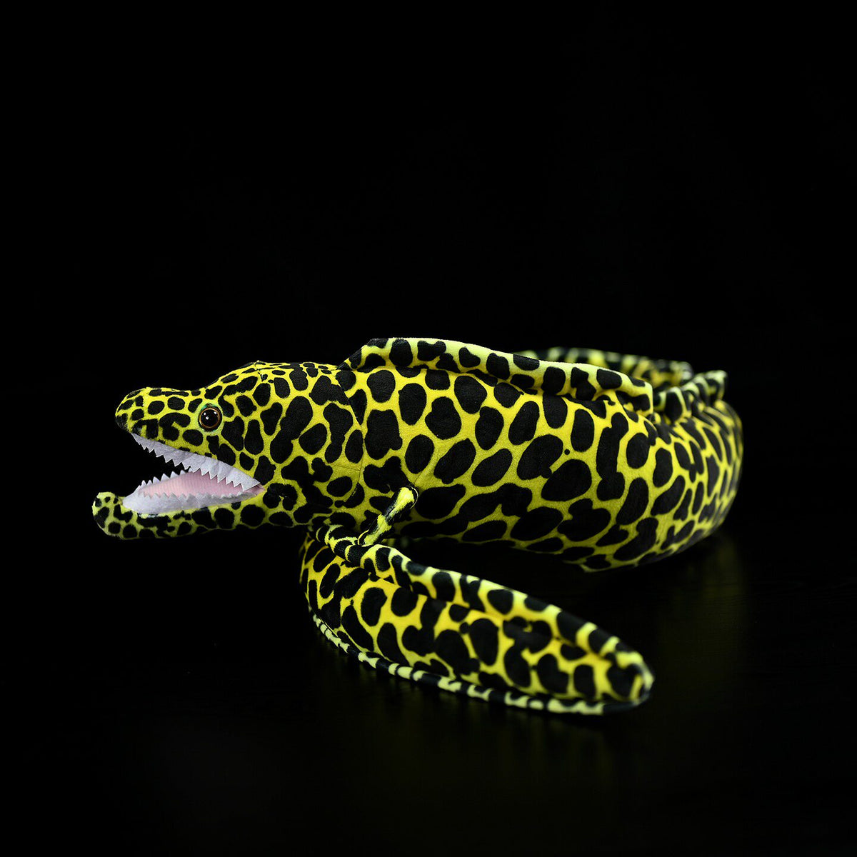 Ocean-inspired Honeycomb Moray Eel Plush by SoftDaysLab®, featuring bold honeycomb spots and realistic shape
