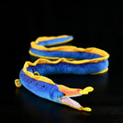 Front-side angle of the Ribbon Eel Plush Toy by SoftDaysLab®, highlighting the vibrant yellow and blue colors