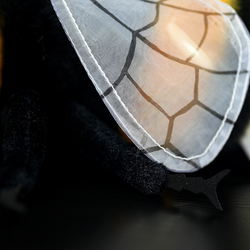 Detailed side view of a bumblebee plush wing with lifelike pattern and soft fabric for insect lovers by SoftDaysLab