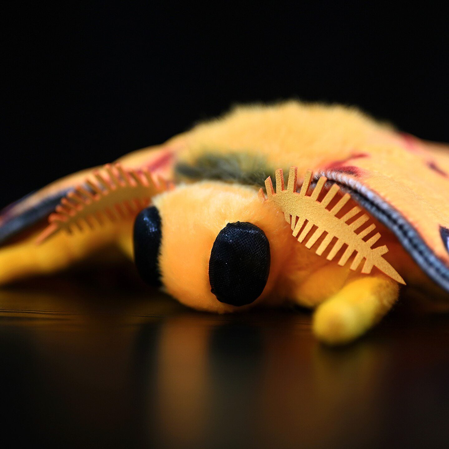 Zoomed-in view of Comet Moth plush antennae and soft head detailing by SoftDaysLab